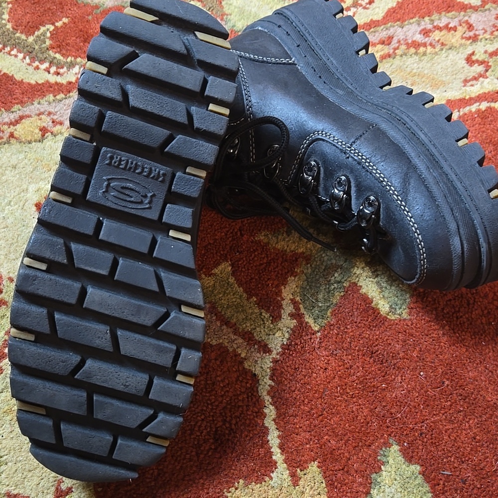 90s SKECHERS JAMMERS Chunky Black Platform Lace-Up Sneakers - Picture 5 of 8